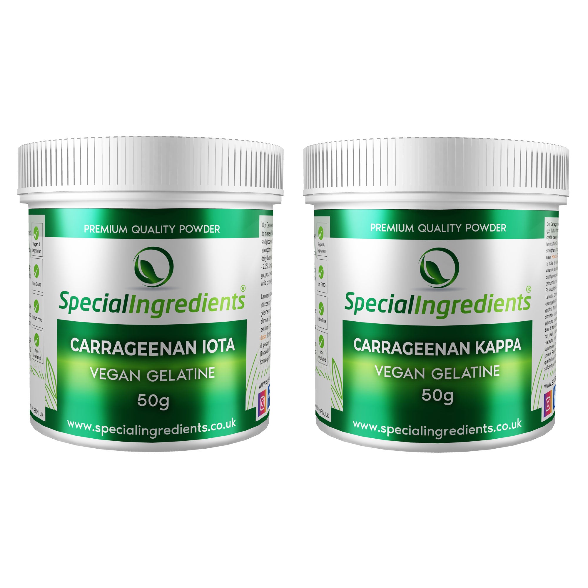 Shemberg Carrageenan Iota 50g & Carrageenan Kappa 50g – Special Ingredients Europe